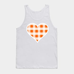 Orange and White Buffalo Plaid Heart Tank Top